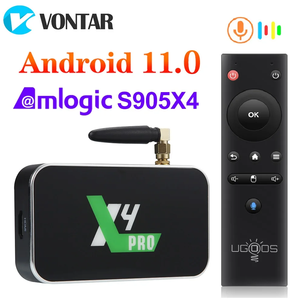 UGOOS X4 Pro Smart TV BOX Android 11 Amlogic S905X4 LPDDR4 4 ГБ 32 64 Гб Plus Cube CEC 1000 м BT OTT 4K ТВ-приставка |