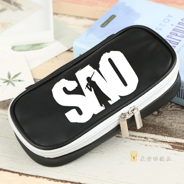 

SAO Sword Art Online Cosplay PU Leather Cosmetic Makeup Bag Student School Pen Pencil Case Storage Bag Gift
