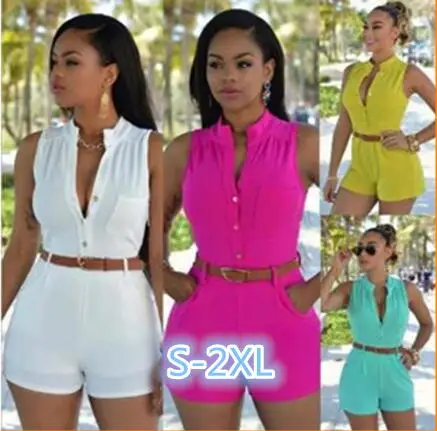 1 шт. Летний комбинезон без рукавов с глубоким V образным вырезом|playsuit romper|summer