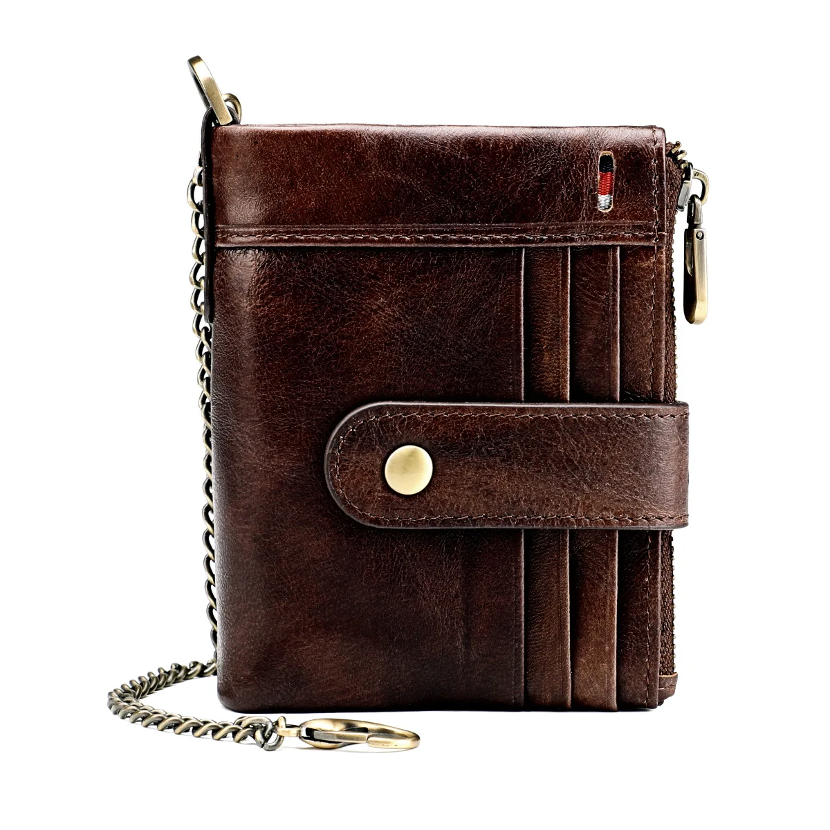 

Crazy Horse Wallet Men Genuine Leather Retro Multifunction Wallets Male Multi Card Holder Man Short Bifold RFID Chain Coin Purse