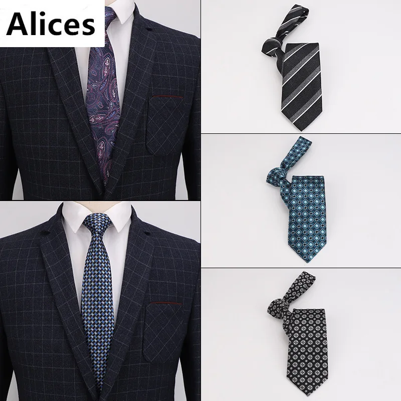 

8cm Width Mens Ties New Fashion Plaid Neckties Corbatas Gravata Jacquard Woven Slim Tie Business Wedding Stripe Neck Tie for Men