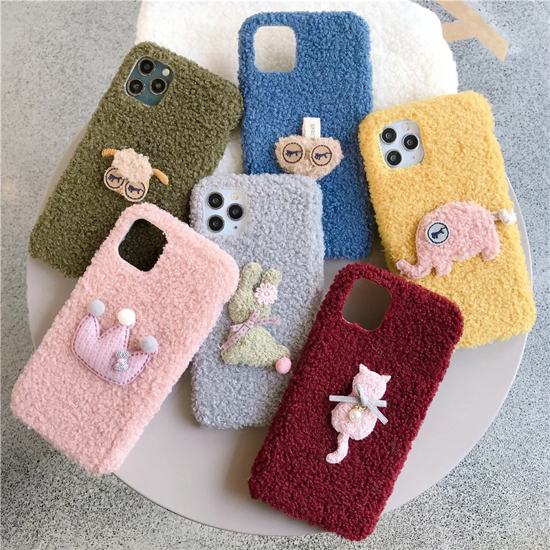 Милый мультяшный теплый плюшевый леопардовый чехол для телефона samsung s8 s9 s10 pro plus