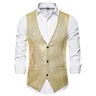 Мужской жилет с Блестящими Золотыми блестками и бантом, 6 стилей, синий, черный, серебристый костюм, Классические жилеты, 2 шт.