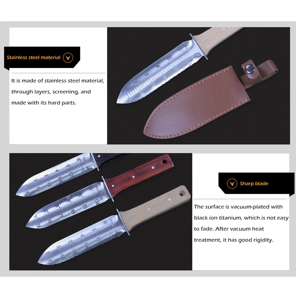 

Portable Digging Knife Multifunction Outdoor Digging Wild Kitchen Knife Garden Stainless Steel Pruning Serrated Weeding Knife