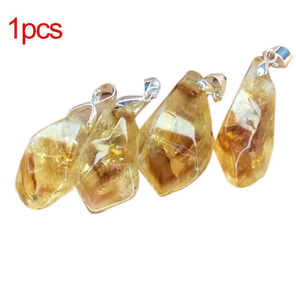 

1PC Citrine Gemstones Healing Reiki Chakra Beads Point Pendant Natural Citrine Healing Reiki Mineral Specimen Home Decor