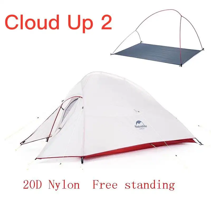 CloudUp2 20D Gray Naturehike модернизированная серия Cloud Up Сверхлегкая походная палатка Водонепроницаемая походная палатка 20D нейлоновая палатка с бесплатным ковриком - Цвет: CloudUp2 20D Gray