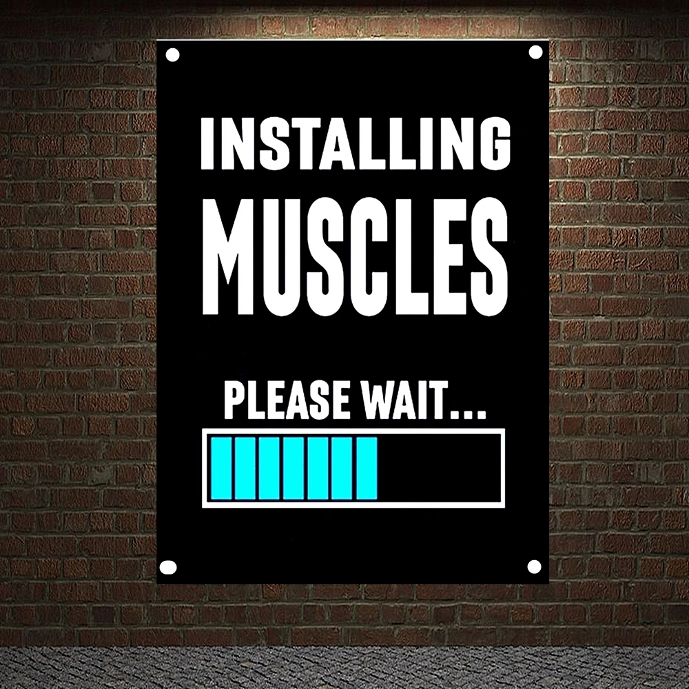 

INSTALLING MUSCLES Inspirational Exercise Banners Flags Canvas Painting Motivational Quote Phrases Wall Art Poster Home Decor