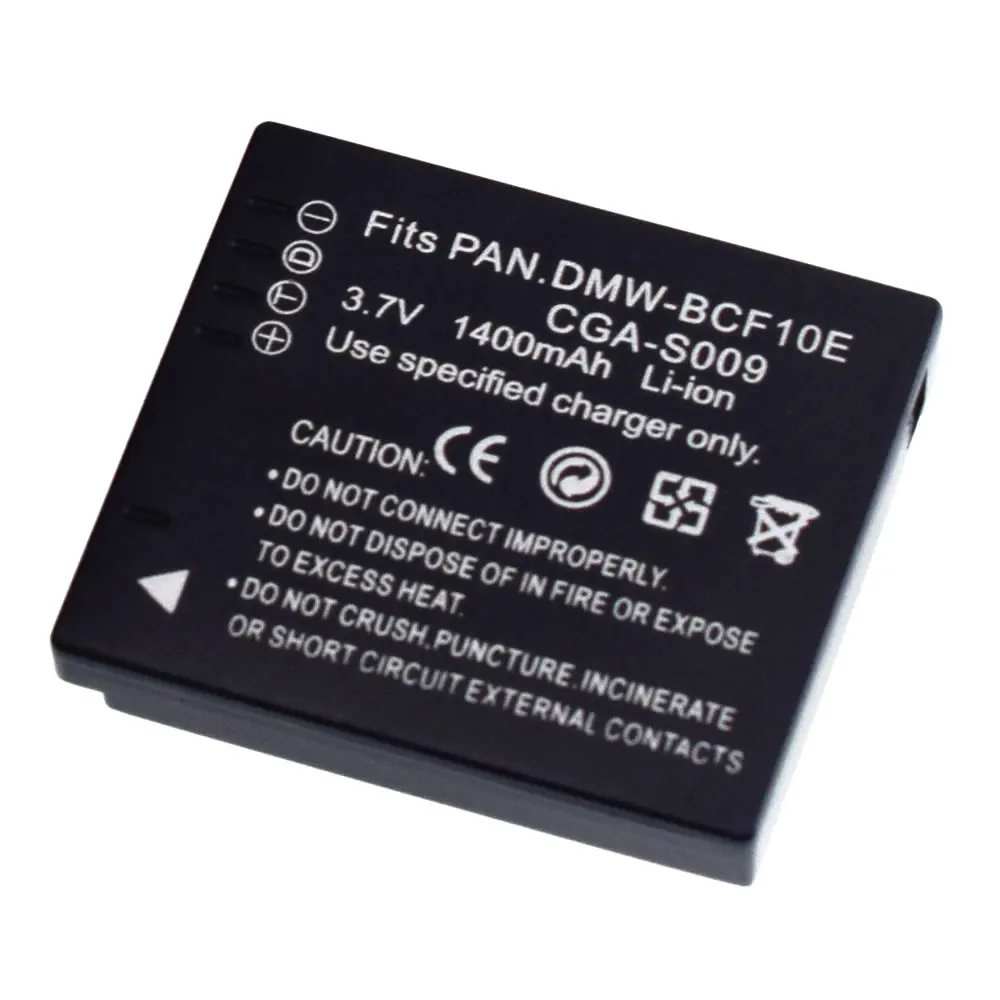 2x DMW-BCF10 BCF10E 1400 мА/ч Батарея для цифрового фотоаппарата Panasonic DMC-TS2 FX75 FH20 FH22 |
