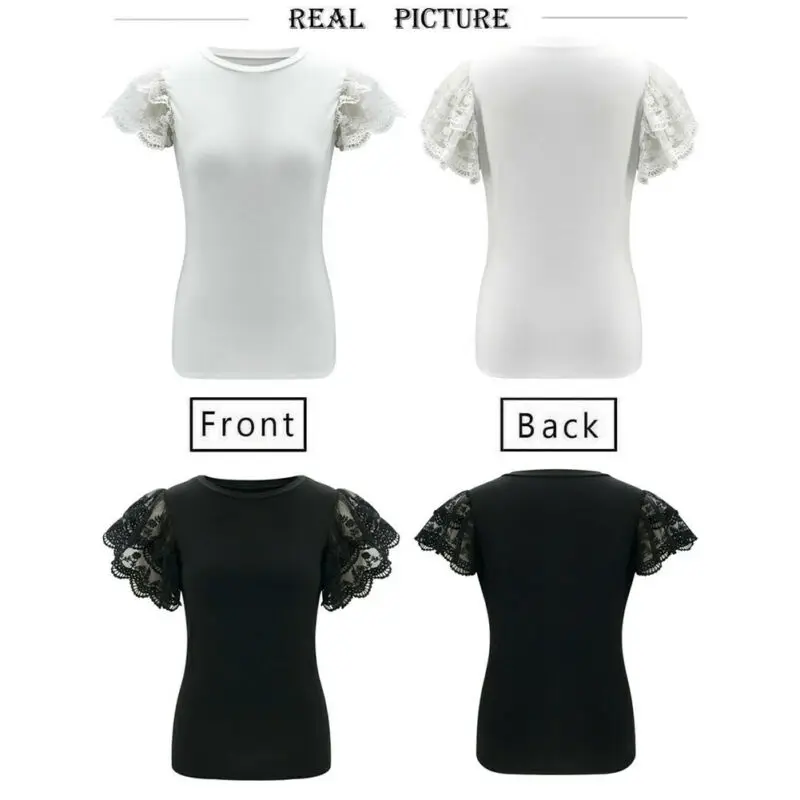 2020 женская модная летняя Повседневная Туника топ рубашка кружевная блузка с
