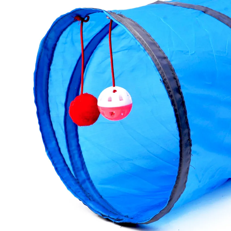 Funny Pet Cat Tunnel 2 Holes Play Tubes Balls Collapsible Crinkle Kitten Toys Puppy Ferrets Rabbit Dog | Дом и сад