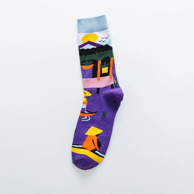 

1 Pair Occident Fashion Colorful Print Socks Women with Mushroom Spring Woman Socks Cotton Calcetines Mujer Meias Wholesale