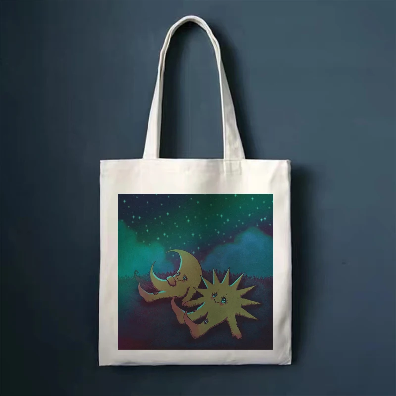 

New One-shoulder Canvas Shopping Funny Pattern Aesthetics Large-capacity Art Gothic Retro Shopping Bag Handbag.
