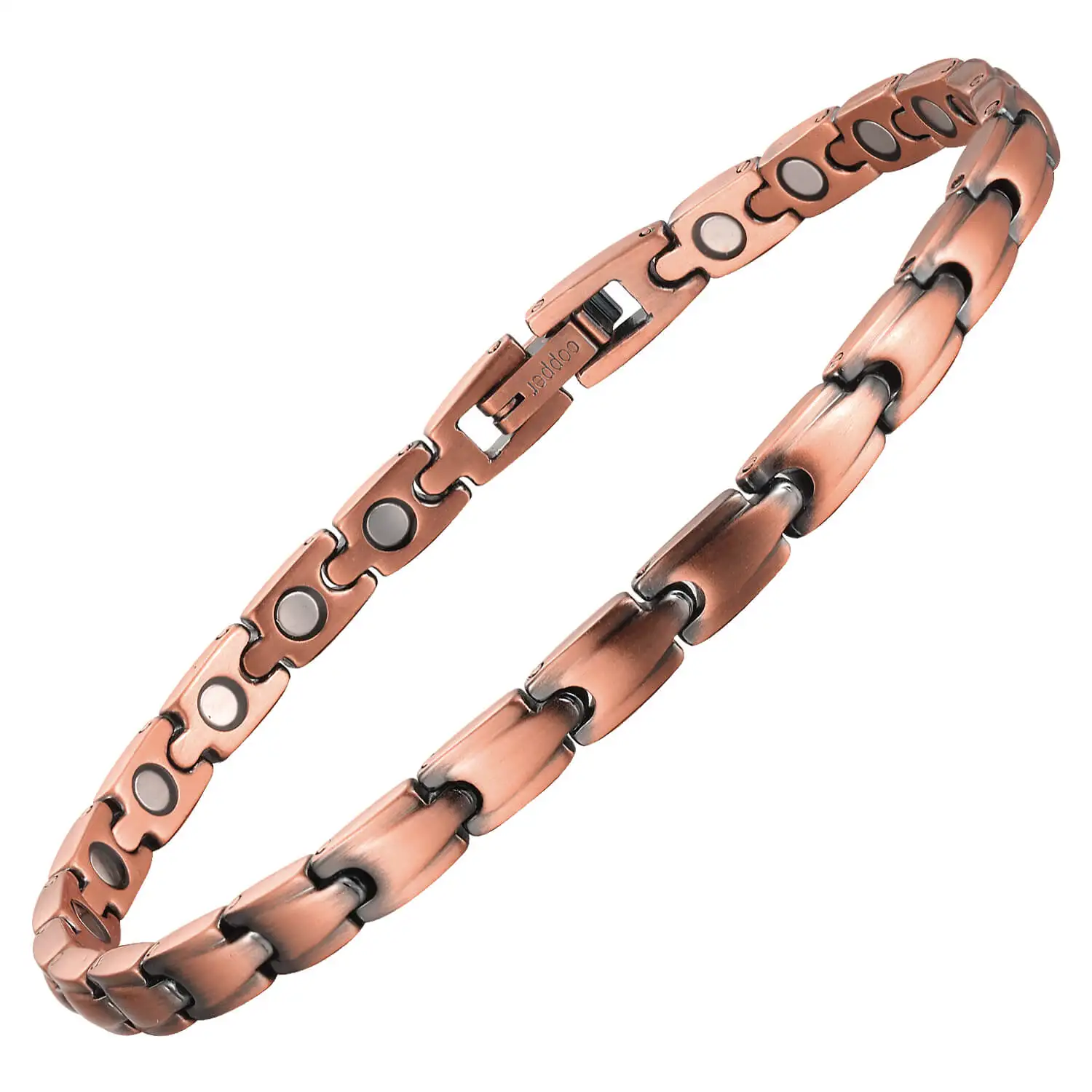 

Healthy Magnetic Therapy Bracelet for Women Copper Chain Link Charm Bangles Magnet Wristband Drop Shipping