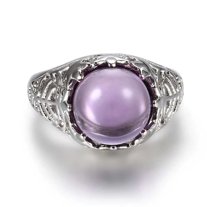 Винтажное кольцо с аметистом Vinregem обручальное из стерлингового серебра 925 пробы