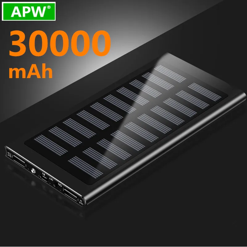 Портативное зарядное устройство на солнечной энергии 30000 мАч водонепроницаемый