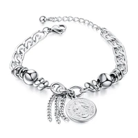 jhsl brand women saint benedict bracelet bangles round charm for girls fashion jewelry stainless steel high quality