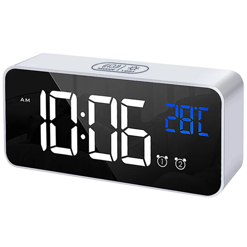 Светодиодный Современный цифровой будильник умный бесшумный перезаряжаемый