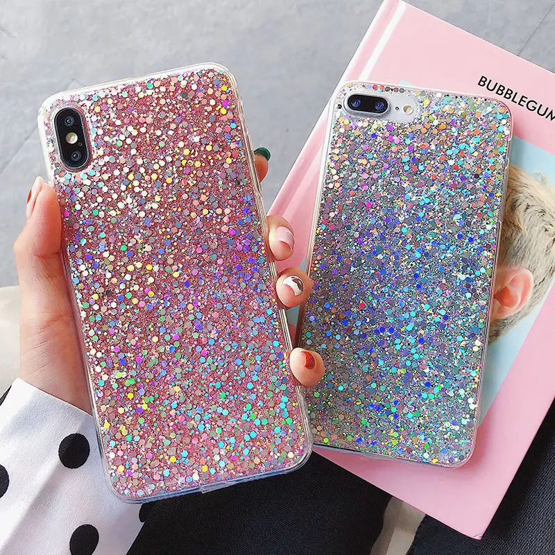 Блестящий блестящий чехол для телефона iPhone 11 Pro Max 6 6S Plus, блестящий силиконовый чехол с кристаллами для iPhone 11 XR XS Max 7 8 Plus