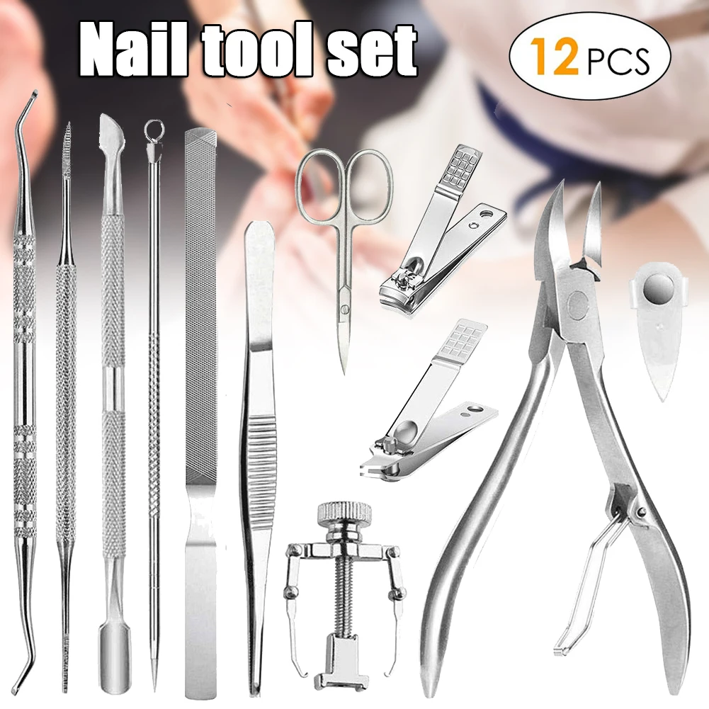 

12Pcs/set Ingrown Toenail Tool Pedicure Tools Household Nail Clipper Set Pedicure Kit HJL2019
