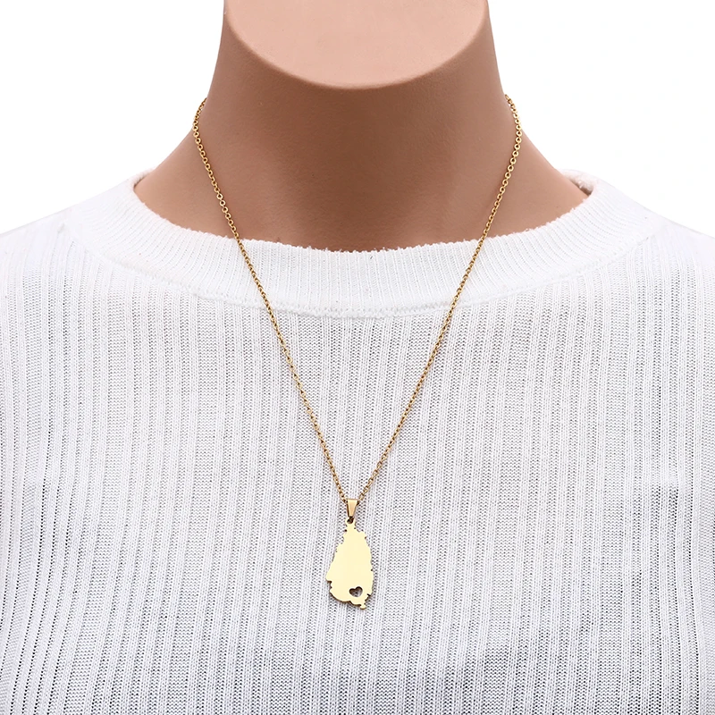 Ожерелье SONYA в форме сердца из нержавеющей стали с картой Санта Лусии для женщин