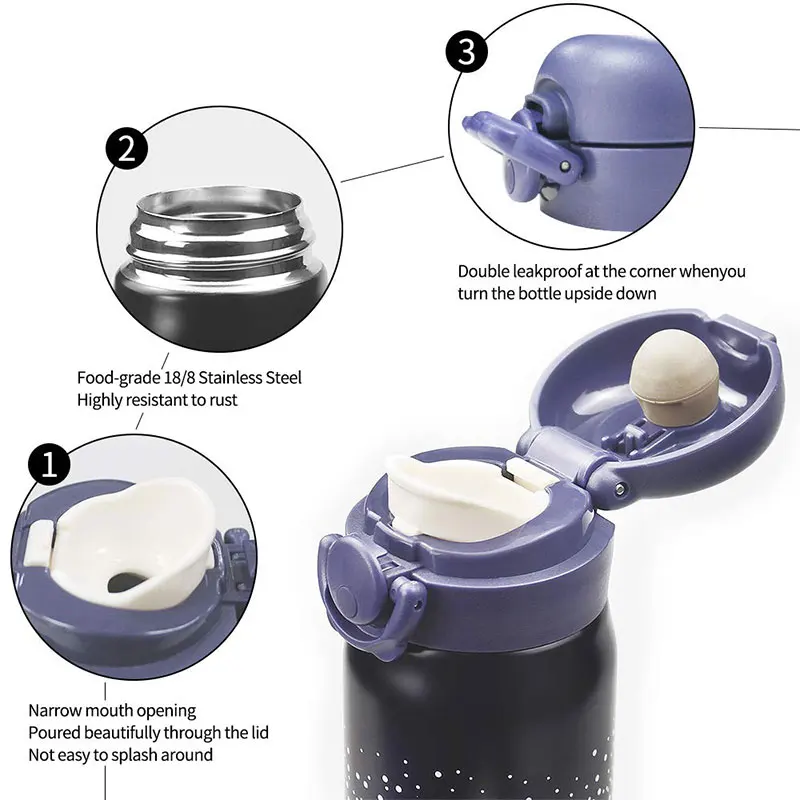 Новый дизайн с двойными стенками Нержавеющая сталь вакуумная фляга 350/500ML термос