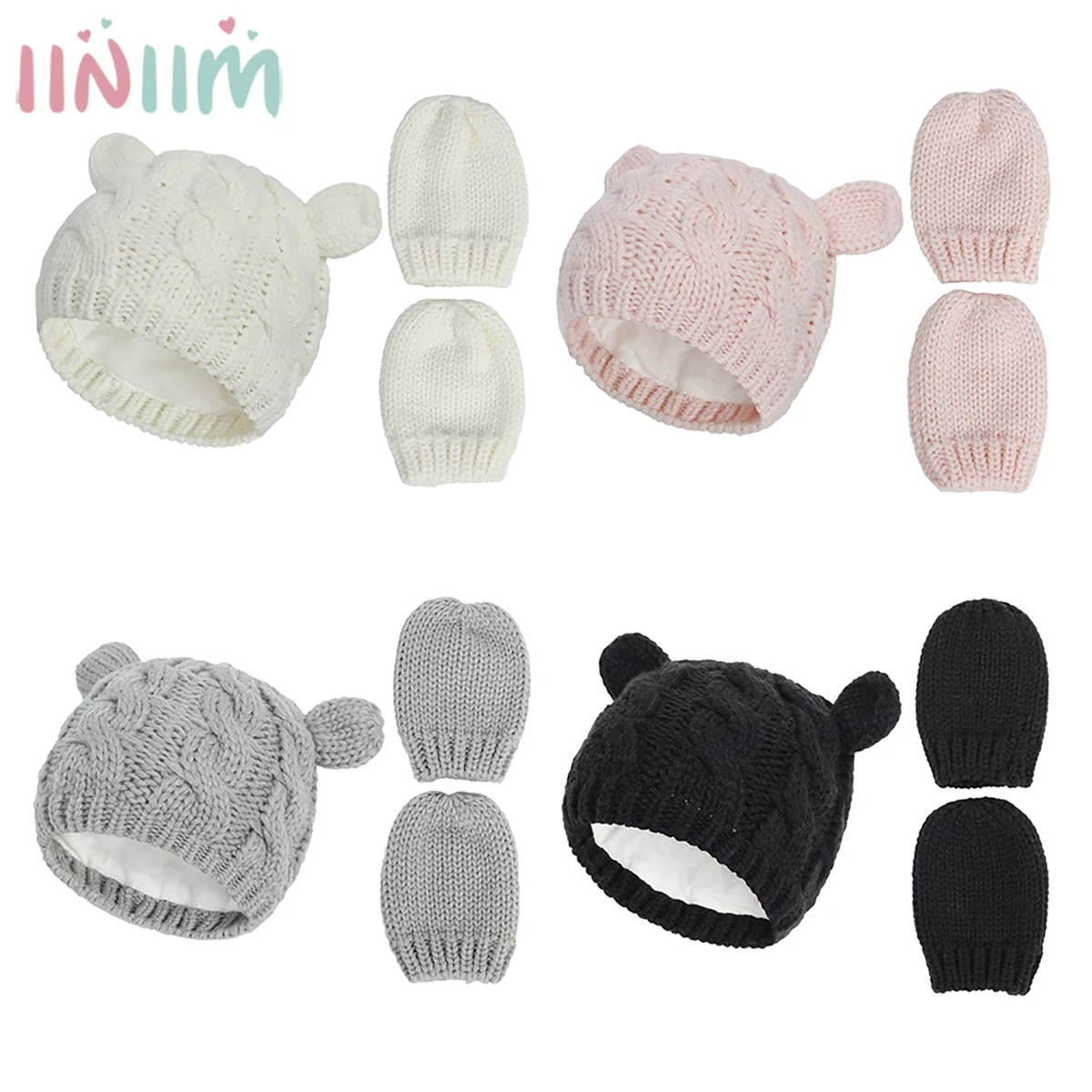 

Зимняя детская шапка и перчатки, набор теплых вязаных рукавиц для мальчиков и девочек, детские аксессуары, Детские аксессуары