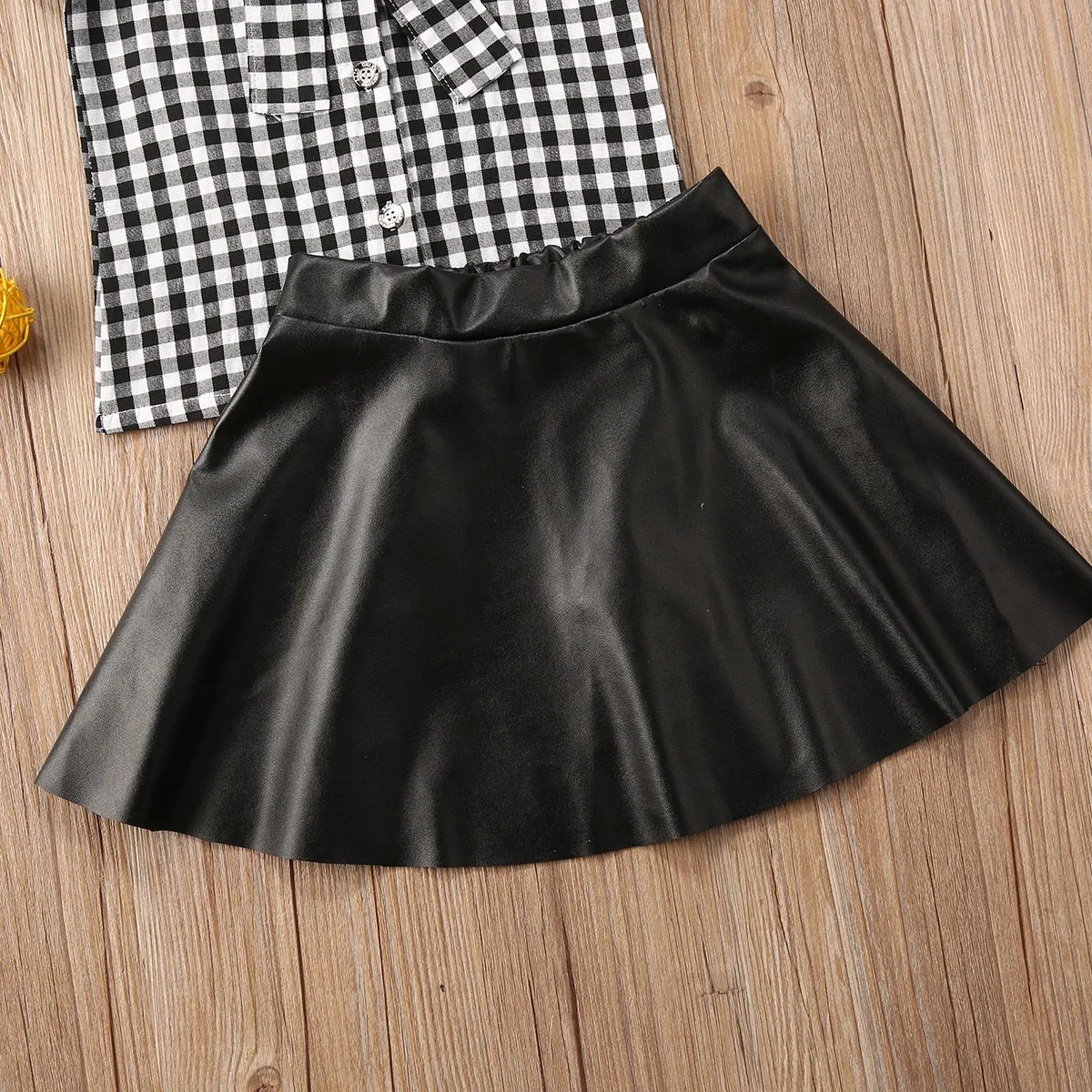 3 шт./комплект Детские рубашки и юбки из экокожи |