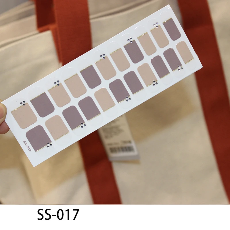 SS-017 Новые французские маникюрные обертывания 22 кончиков ногтей наклейки в полоску дизайн водостойкий лак для Ногтей Полное покрытие маникюр патч макияж инструменты - Цвет: SS-017