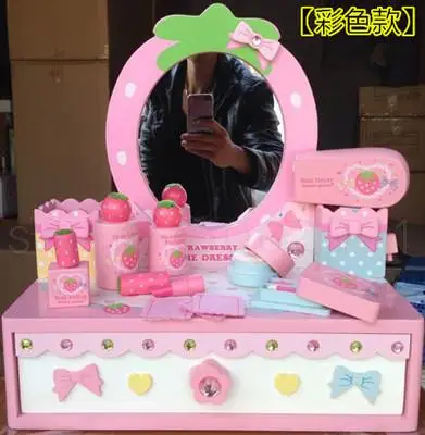 Children's simulation wooden dressing table princess makeup play house girl storage jewelry box toy birthday gift |