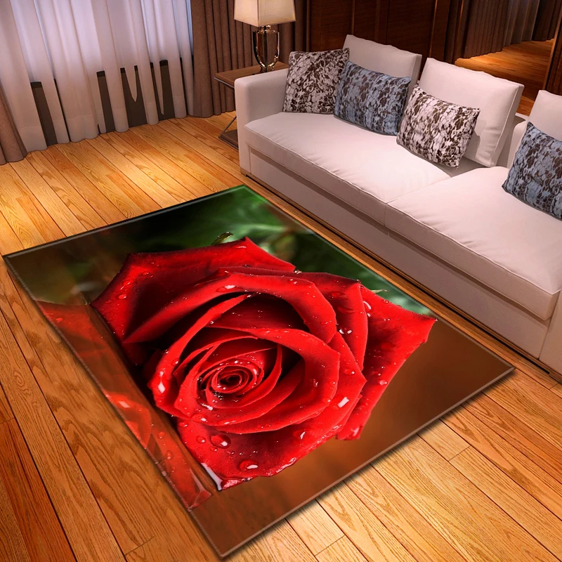 

3D коврик для дивана с розами, ковер для коридора, мягкий противоскользящий, прикроватный коврик для спальни, балкона, романтический коврик д...