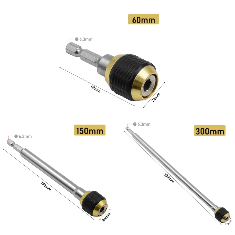 

60/150/300mm Hexagonal Shank Quick Coupling Self-locking Connecting Rod Drill