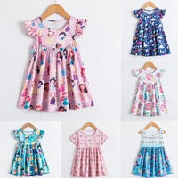 2 3 4 5 6 years old girls dresses for kids children summer flare sleeve cartoon printed sundress toddler holiday party clothes