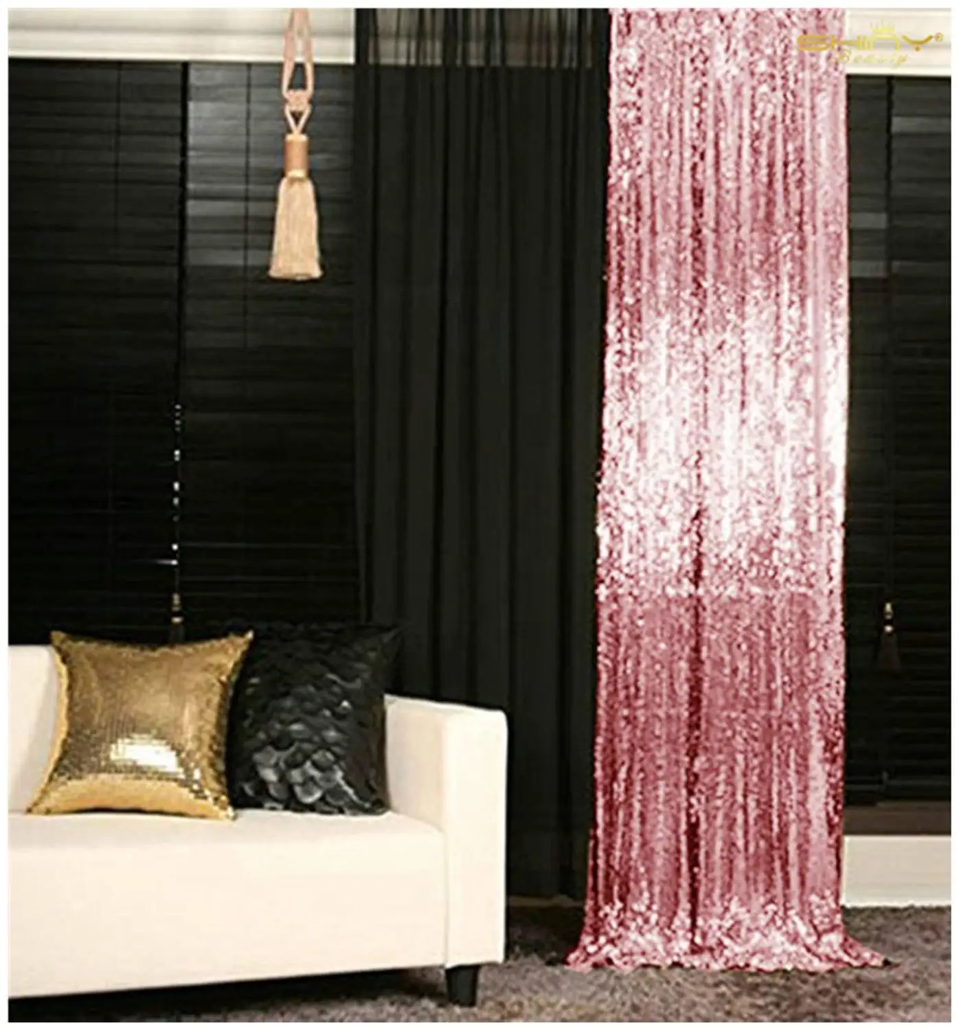 Shinybeauty Sequin Backdrop Rose Pink Party Wall Decoration Wedding Background Curtain-M190730 | Дом и сад