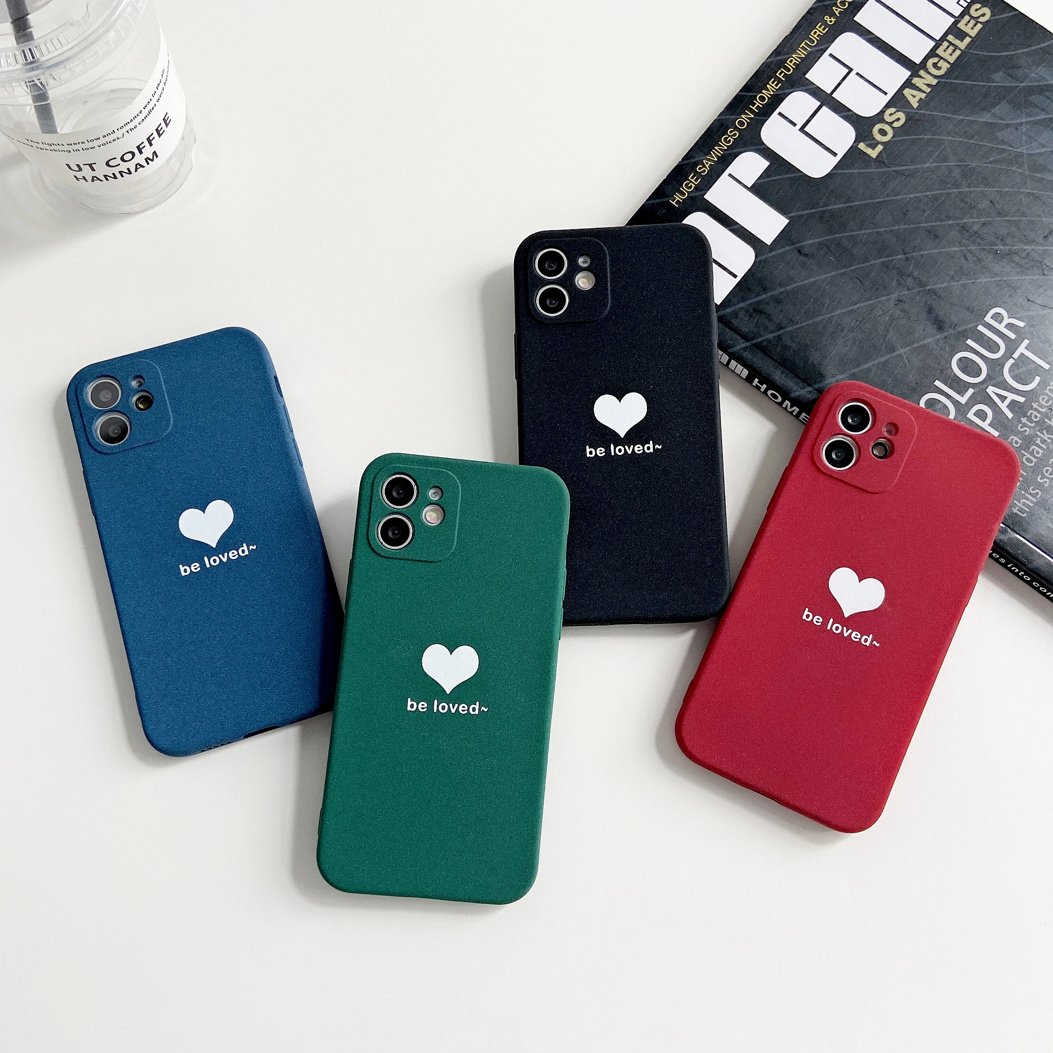 

Luxury original frosted love high quality shockproof protective cover phone case for Iphone 11 12mini 13Pro XR XSmax 7P 8P 6P