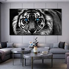 Современные Художественная печать на холсте с черно-белыми тигровыми головами, настенные художественные плакаты с изображением животных для гостиной, декор Куадрос