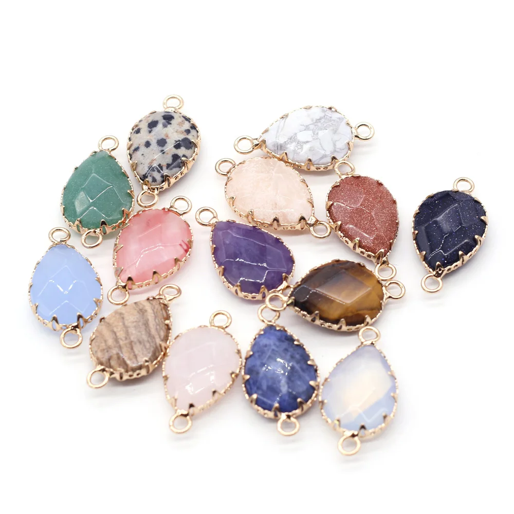 

Wholesale12PCS Natural Stone Copper Lace Drop-shaped Faceted Connector Pendant Handmade Necklace Bracelet Jewelry Accessory Gift