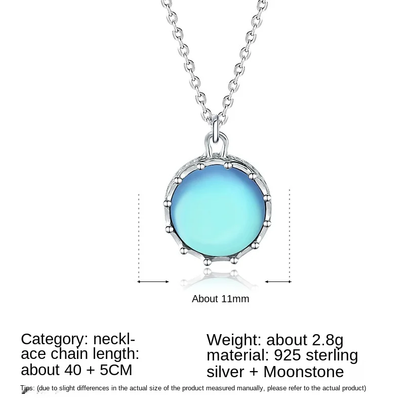 

Star Sea S925 Sterling Silver Necklace Woman Fashion Design Moonstone Pendant Engagement Wedding Gift