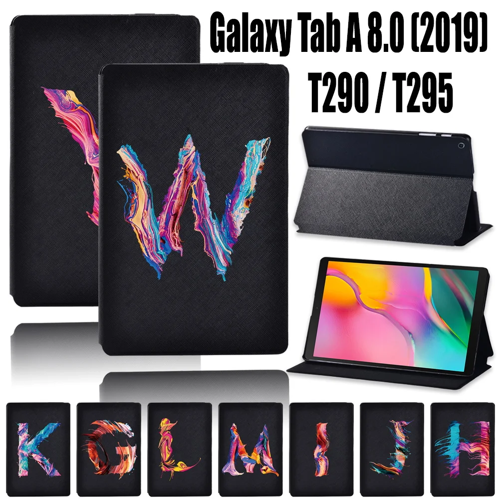 

Case For Samsung Galaxy Tab A T290/T295 (2019) 8.0 Inch 26 Letter PU Leather Tablet Stand Protective Shell Folio Cover+ Stylus