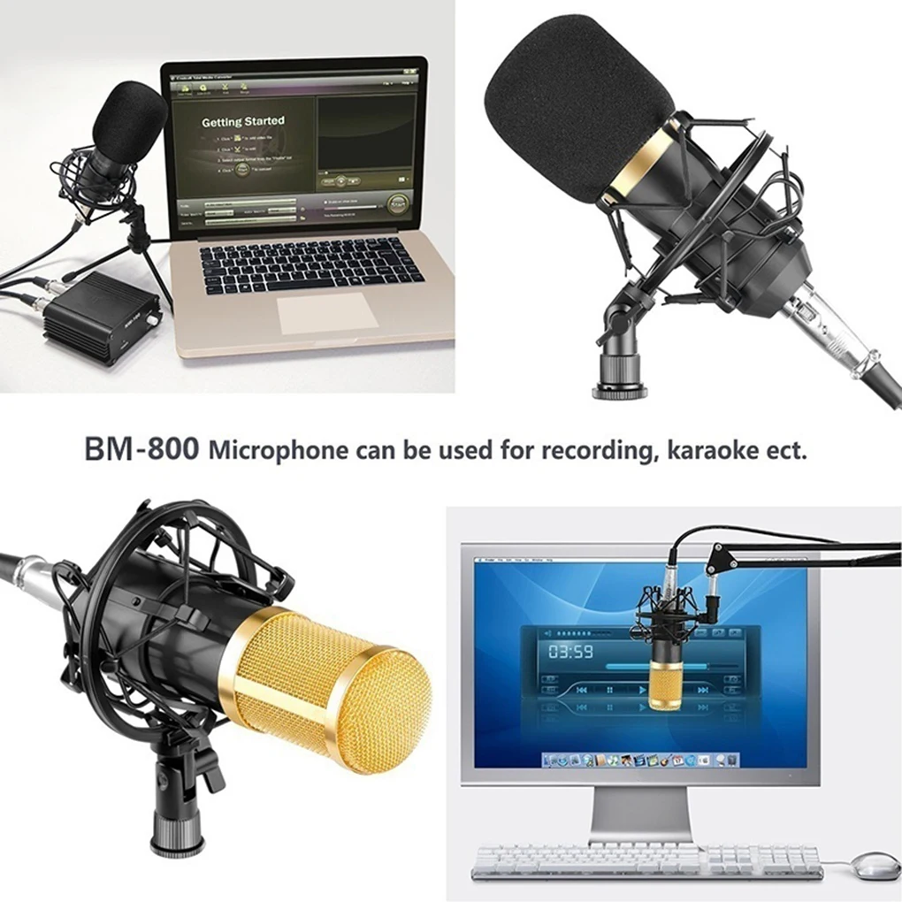

BM800 Condenser Microphone Kit Studio Suspension Scissor Arm Studio Recording Broadcasting Microphone