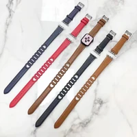 leather gourmette double tour strap for apple watch 7 band 45mm41mm correa 4238mm bracelet iwatch series 6 5 4 3 se 44mm 40mm