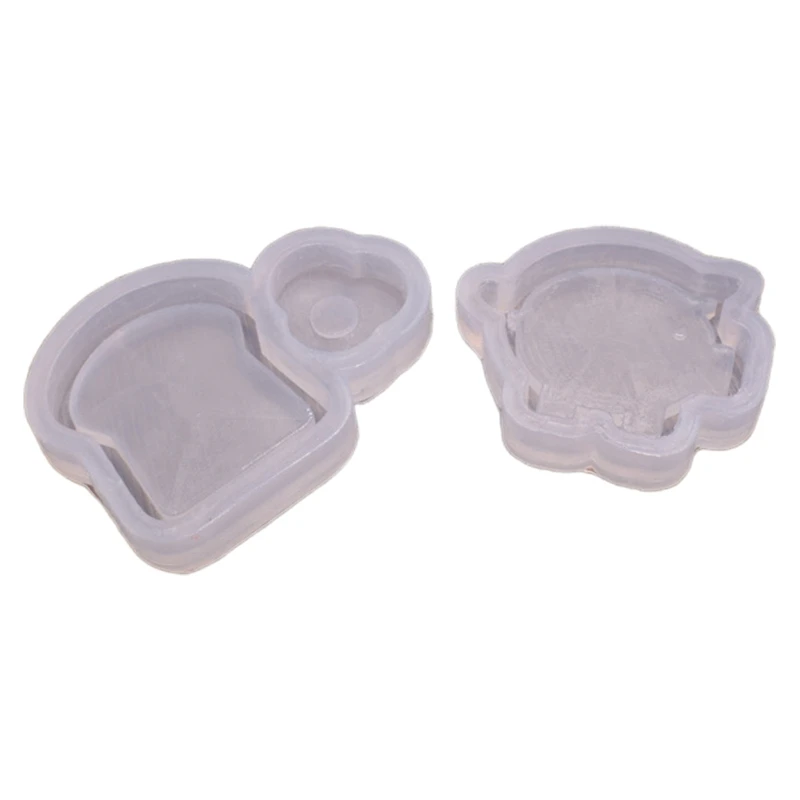 

N58F Quicksand Resin Mould Lovely Pig/Bread Resin Shaker Mould Silicone Epoxy Mold Clear Pendant Mold for DIY Handmade Craft