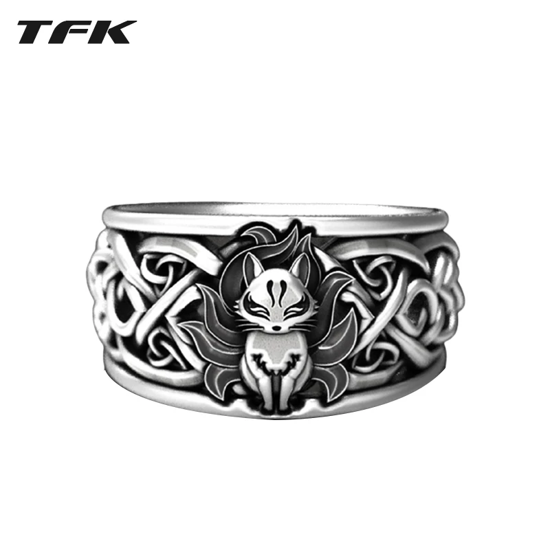 TFK для мужчин Винтаж кольцо из нержавеющей стали Viking с принтом Лиса вечерние на