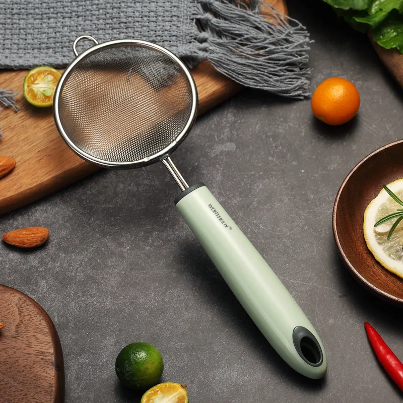 304 сито для муки из нержавеющей стали зелень с пластиковой ручкой ложка масляного