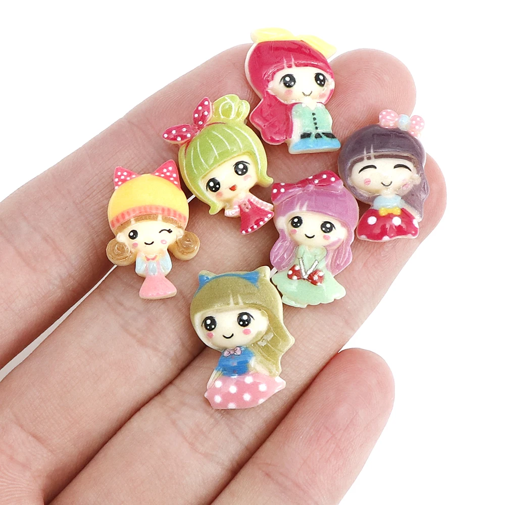 20 шт смешанные смолы маленькая девочка Kawaii выпуклые круглые украшения для одежды