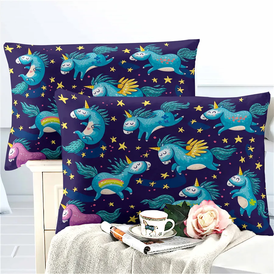 

HELENGILI 3D Bedding Set Unicorn Print Duvet Cover Set Bedcloth with Pillowcase Bed Set Home Textiles #DJS-66