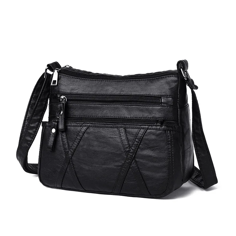 

Solid Color Shoulder Messenger Bag Elegant Simple Handbags Casual Women PU Leather Small Zipper Crossbody Bags Bolsas Feminina