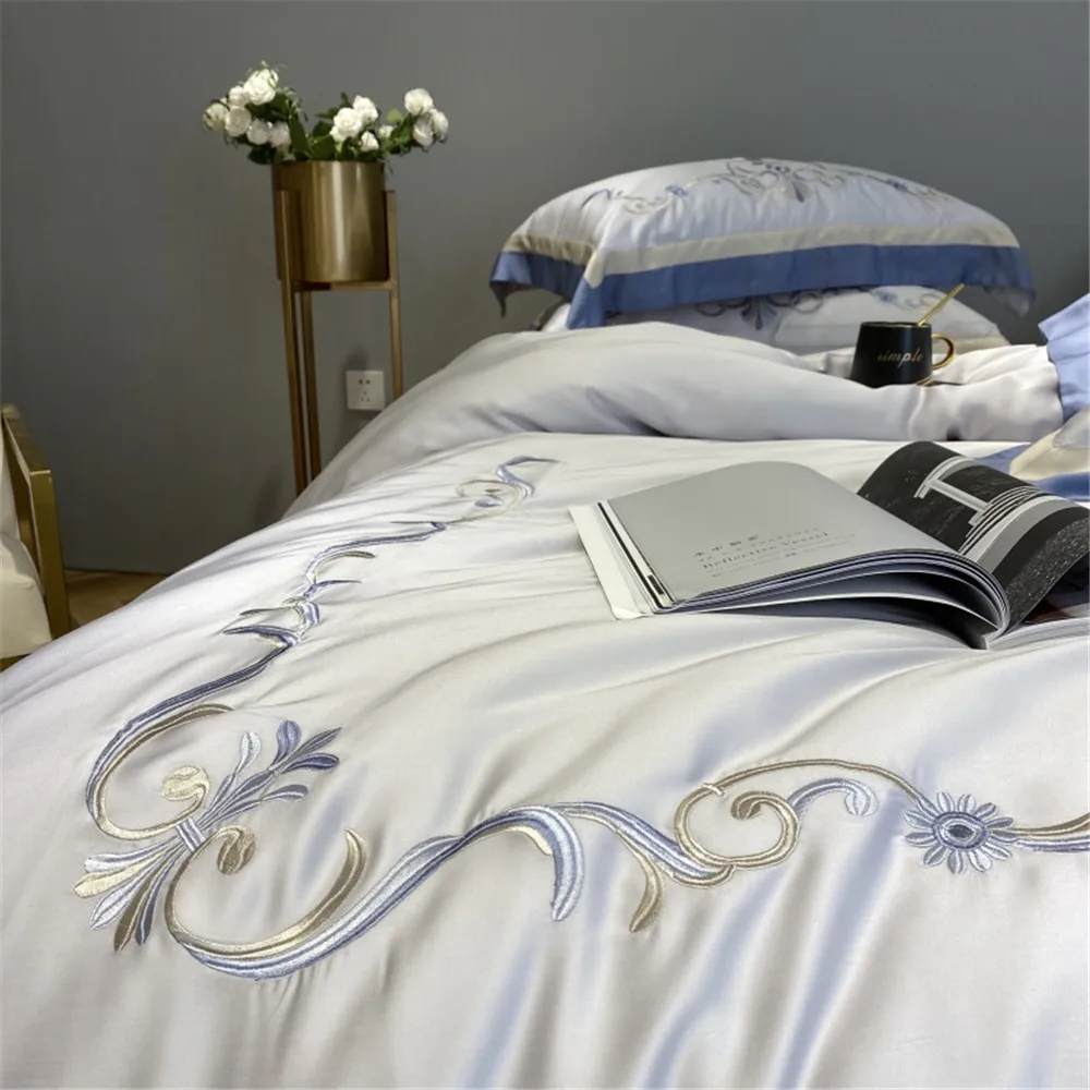 Европейский Стиль однотонные Цвет 60 Тенсел вышитые набор из четырех частей