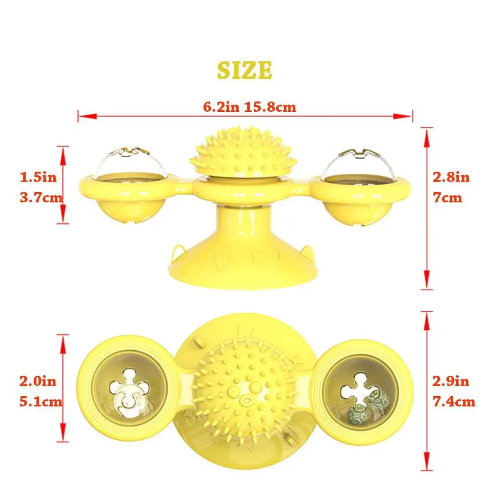 

Windmill Cat Toy Interactive Puzzle Training Whirling Turntable With Brush Scratching Tickle Pet Ball Toys Cat Pet Supplies