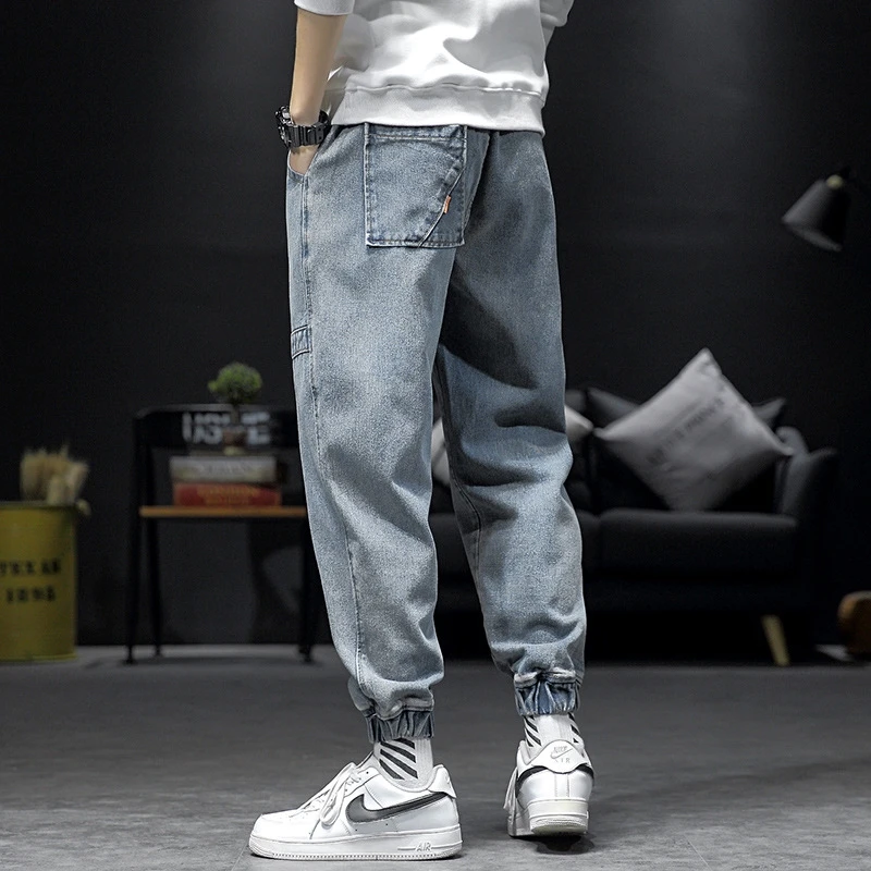

Drawstring Men's Jeans Plus Size Hip Hop Blue Jean For Men Mens Denim Pants Men Fashion 2021 Trousers Pencil Pants