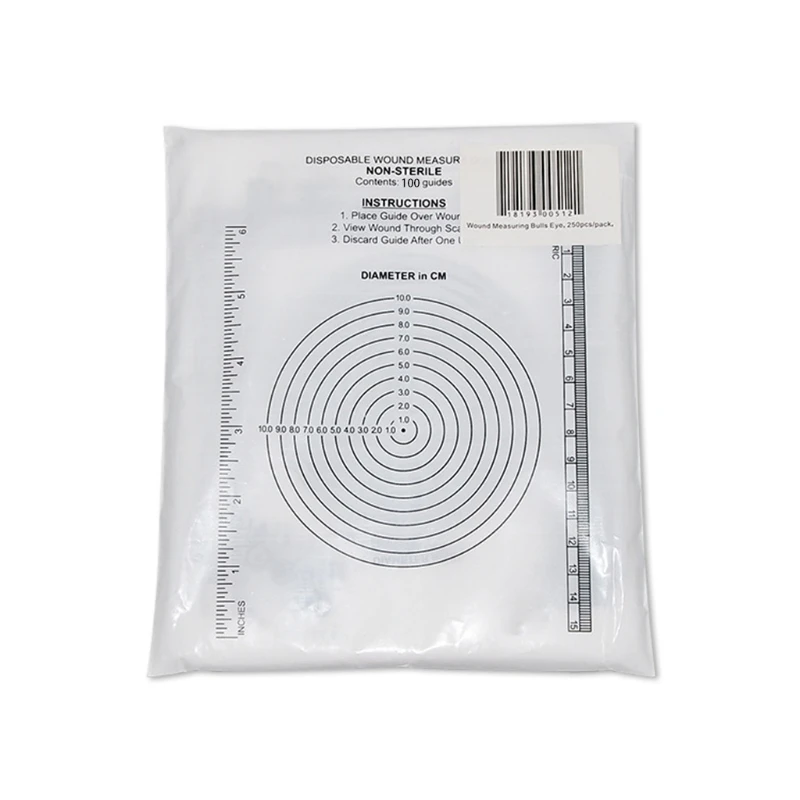

Wound Measurement Rulers 100 Pack Quick & Easy Clear Plastic Guide Measures Wounds & Stomas Diameter